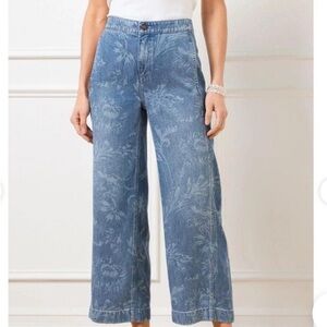 Talbots Ocean Flora Wide-Leg Crop Jean
